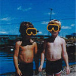 Brant and Josh on the beach where many summer days were spent playing on 'The Jumping Ledge' 