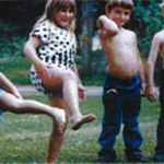 Mustle Men- Katie, Amber, Josh and Brant playing in the yard at Josh and Katie's house. 