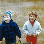 Josh and Brant catching snowflakes on their tounges during a Thanksgiving trip to Camp. 