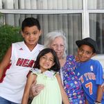 ms.maria with her graetgrand kids who she loved dearly and with all her heart..