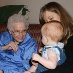 Hazel Chandler playing with great-great nephew.