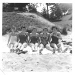 Marcia, second from right, and friends at Rocky River Beach early 1950s