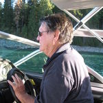 Driving the boat waterskiing, Bass Lake 2008