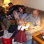 Christmas with the Hales-Great Grandpa playing with Katelyn