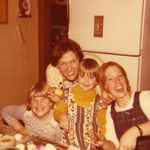 My favorite mom being silly picture with Peg, Marie, Mom and me....  we are decorating Easter Eggs, 1978!!