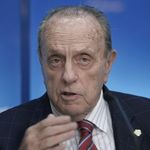 Manuel Fraga, the Popular Party candidate for the regional government of Galicia, gestures during a press conference at his party headquarters in Santiago de Compostela, Spain, in this file photo dated June, 19, 2005. Maunel Fraga Iribarne