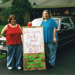 Stacey, Jody and Elmo hold the honor of being the first family members to visit us in Michigan, 8-11-97.