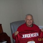 Daddy getting his Jurgensen Jersey! He was so excited!