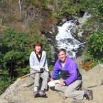 Karen with Jay above the stream at White Oak Canyon