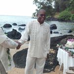 At the Kauai Beach wedding of Thomas & Rubi Meeks.