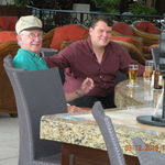2010, Mick & Harry (aka Pa) enjoying a beer and chat during the Cancun trip
