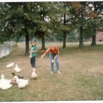 Carrie and Brandy feeding ducks at Elon