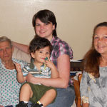 Pop Pop with his Granddaughter Christy, His Great Grandson Rex, and Daughter In Law Mary.