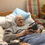 Dad in October 2012, listening to the all news channel.