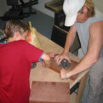 Dad building skate grinding rail with Dan in 03