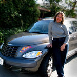 karen with her car (note the flames - she's hot)