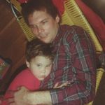 Logan and  Uncle Gary ~ Celebrating Christmas with a Hug ~ 1984