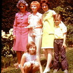 Jean, second from left, with her mother-in-law, left, daughter Sandra, and grandchildren Chris and Barbara Toumbacaris. Three generations are represented here.