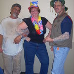 Glenn and colleagues posing as "carnies" at college assessment fair.