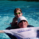 Relaxing with Katie in the pool. (Notice the t-shirt!)