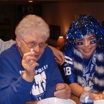 Mom would always bring us whole peanuts to have during ball games! It's just like the song...take me out to the ballgame-buy me some peanuts and crackerjacks... and of course we are cheering for the COLTS!