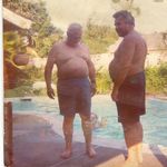Grandpa and Uncle Ray comparing bellies. I loved when Uncle Ray and Aunt Gloria would roll on into Salt Lake in their RV. God Bless.
