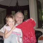 Uncle Chuck and Risa, on Risa's birthday (July 2008)