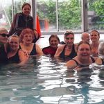 2009, Marie with Coach Jodi, Zoraida and her swim class at the YMCA. This was Marie's greatest daily joy in the last few years.