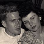 First day home from War:  Carl Thien with his girlfriend Virginia Kelly.  The two had been apart for nearly five years while he served in the Pacific.  Photo July 1945
