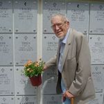 Carl visiting Ginny's grave at Florida National Cemetery on Easter 2004
