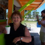 Roz enjoying a New Orleans Sno Ball	                