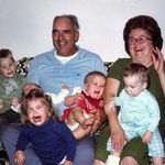 Grandpa & Grandma with the 5 oldest grandkids - David, Patti, Cynthia, Jennifer and Jim