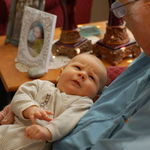 Grandpa holding Ocena his first Easter