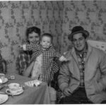 Eva and Jim in kitchen with Eddie Curry (~1957)