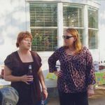 Debbie and Katherine waiting on the guest of honor to arrive.