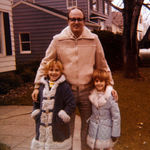Susan, dad and Laura in front of the house on Carlton Drive