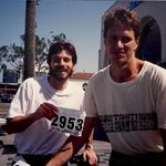 Pat with Peter Reinhardt (colleague from Spector Lab)after La Jolla Half Marathon