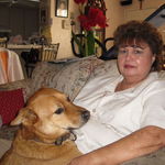 With her Grandpuppy, Loki.