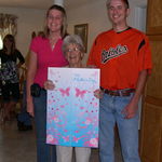 Happy Mother's Day Mom.  Can not say it is really Happy because we no longer have you with us, but we do hold so many dear memories of when you were here.  this photo was taken on your last Mother's day with us.  Brandon and Kelly gave you this card it was almost as big as you were.  Great Memories.