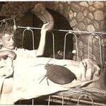 Dad with Flea in Bed made by his father Thomas Hersey in 1938.